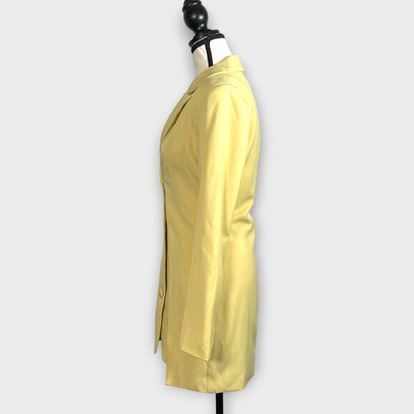 🍂🍁 4th & Reckless Tailored Blazer Dress Muted Yellow SMALL Long Sleeve NEW - Picture 3 of 13